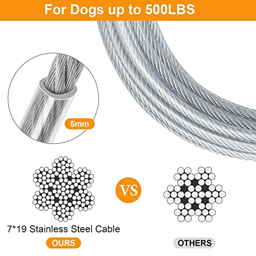 50 ft Heavy Duty Dog Tie Out Cable with Spring Swivel Lockable Hook I649259