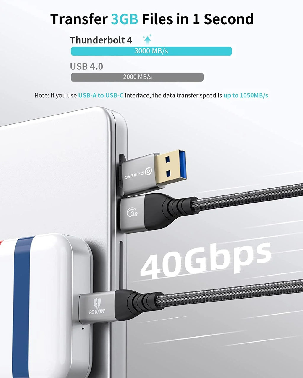 Thunderbolt 4 Cable 3.3Ft USB C to USB C H497