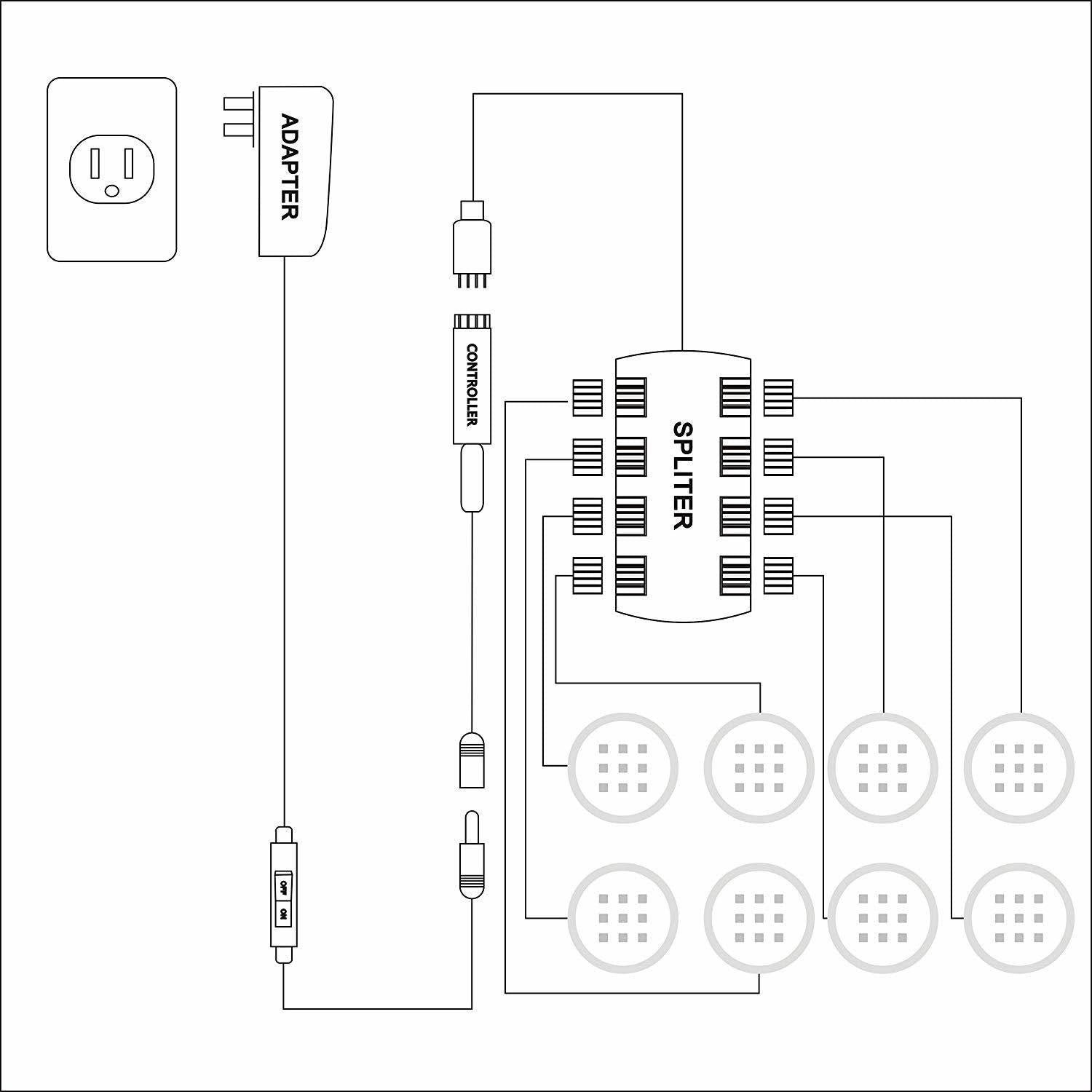 RGB LED Under Cabinet Lights Kit 8 Packs Aluminum Slim E12652