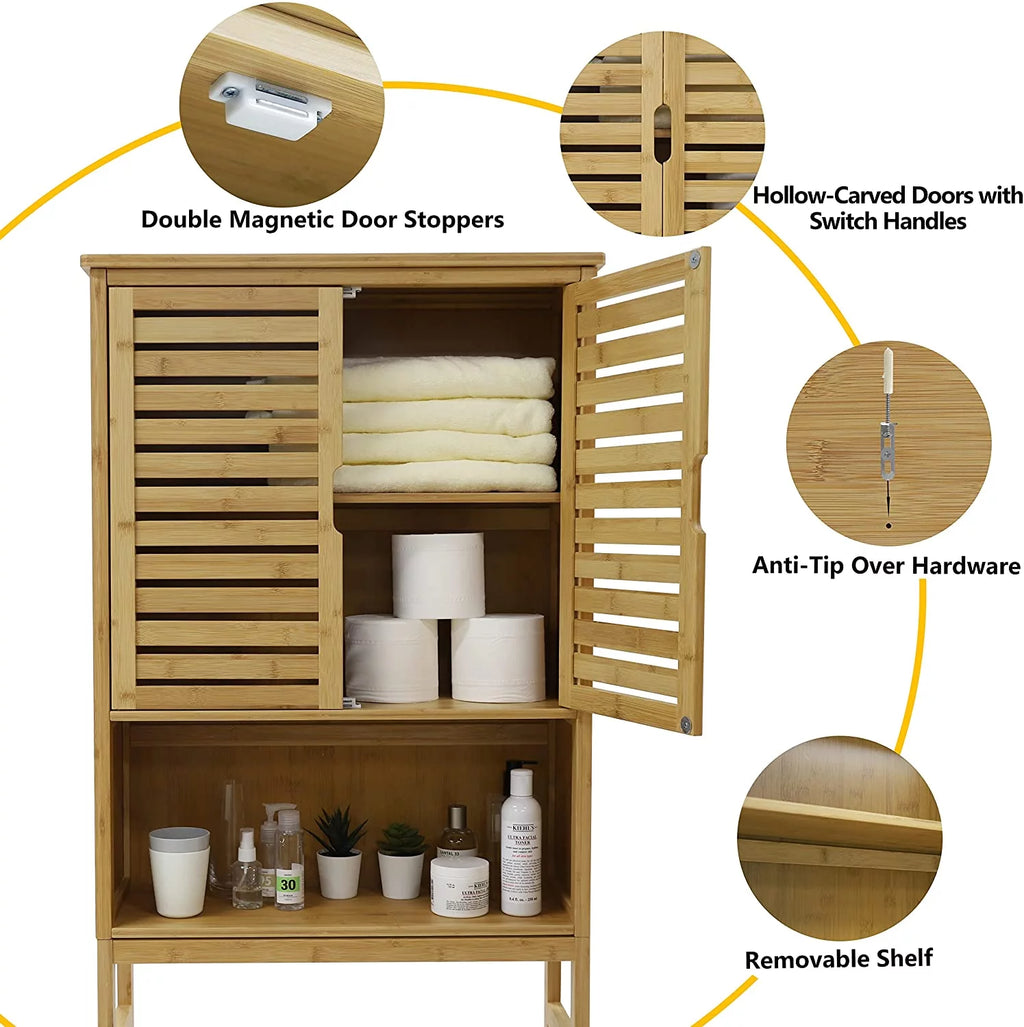 Bamboo Over-The-Toilet Storage Cabinet, Natural, 67''H x 24''W x 9''D I270612