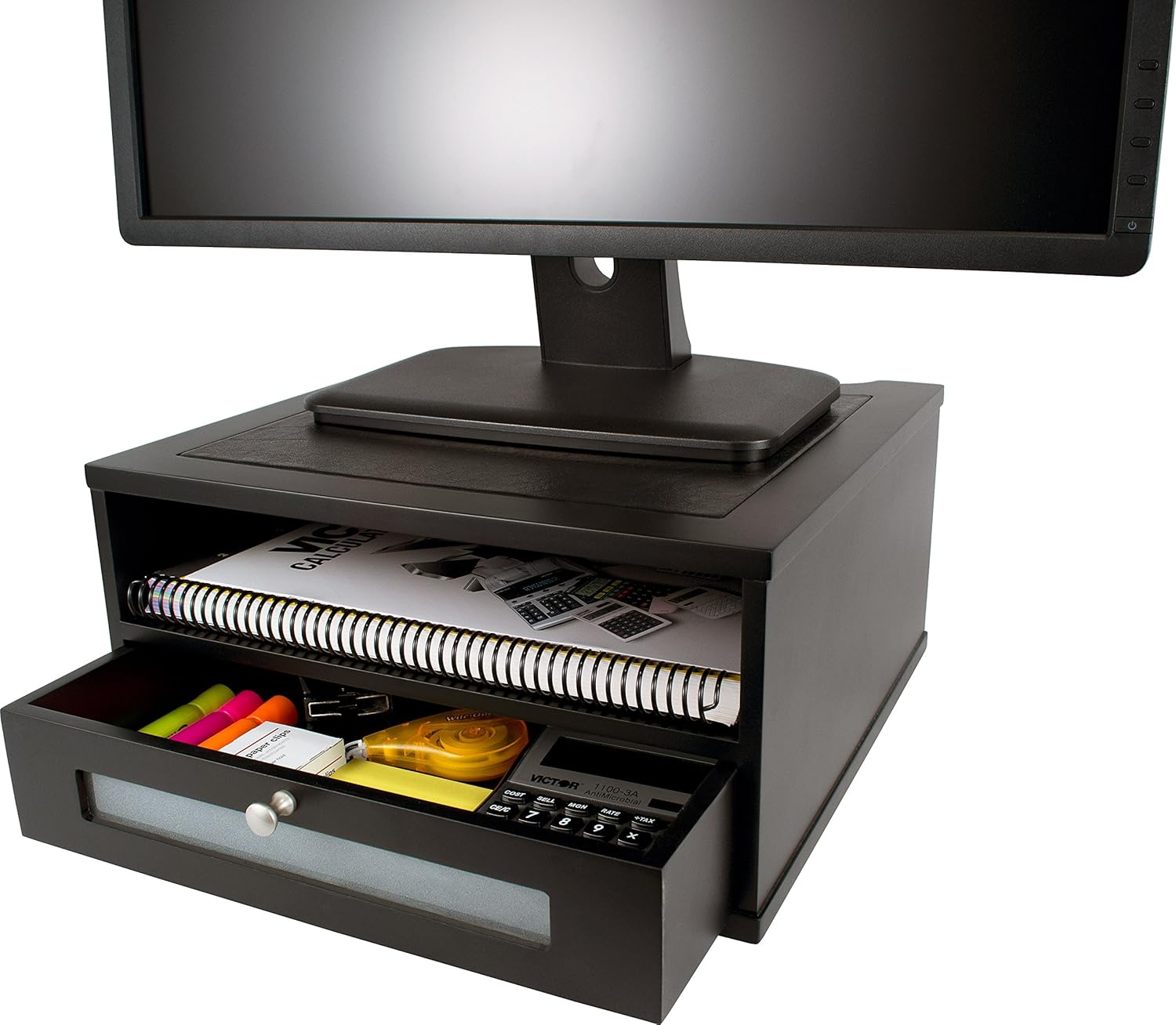 Black Wood Monitor Stand Y4013