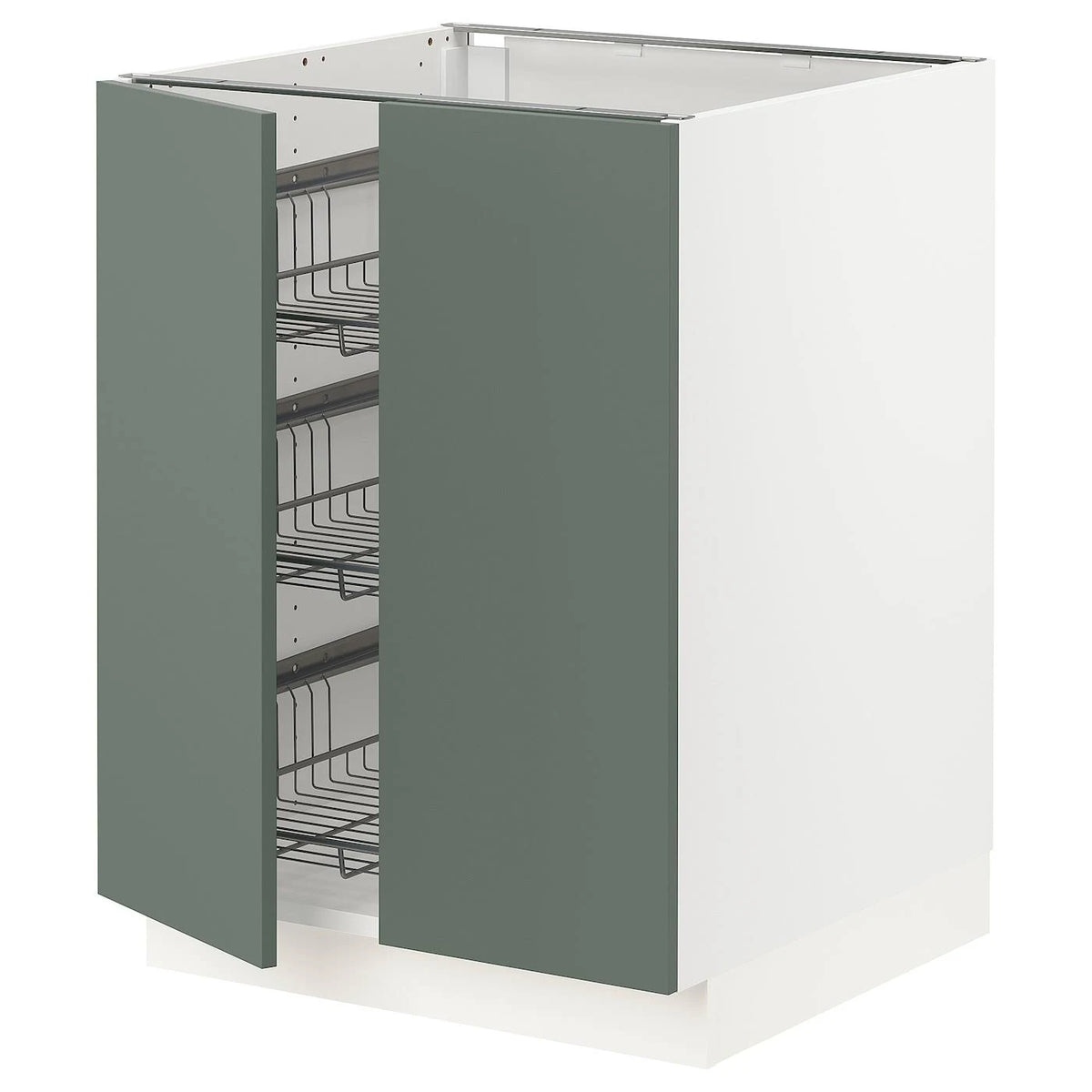 White Base Cabinet with Wire Basket and 2 Doors Z3361