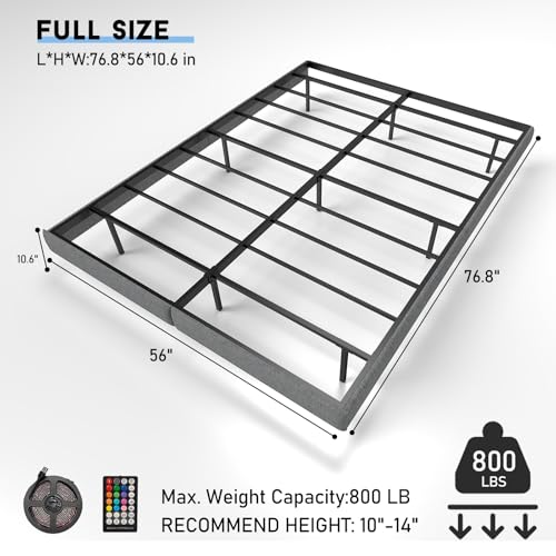 Full Floating Bed Frame Full Size with LED Lights Metal Slats L792486