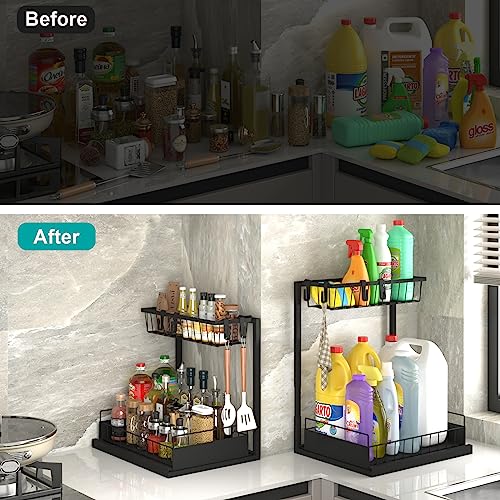 2-Pack Height Adjustable 2-Tier Pull Out Under Sink Organizer Q2515
