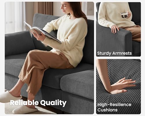 Modular Sectional Couch Corduroy L Shaped Sleeper Sofa with Storage Ottoman R23935