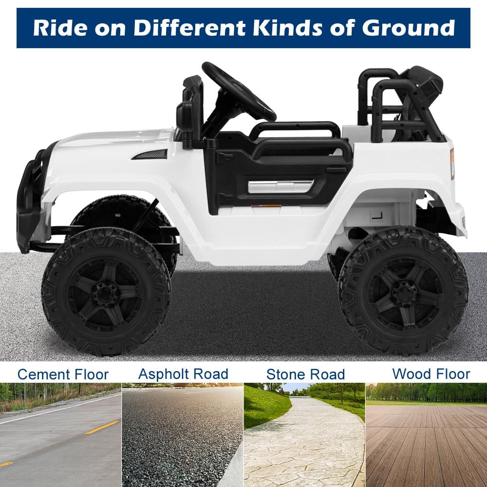 12V Battery Electric Remote Control Ride On Truck Toy Car White E485178