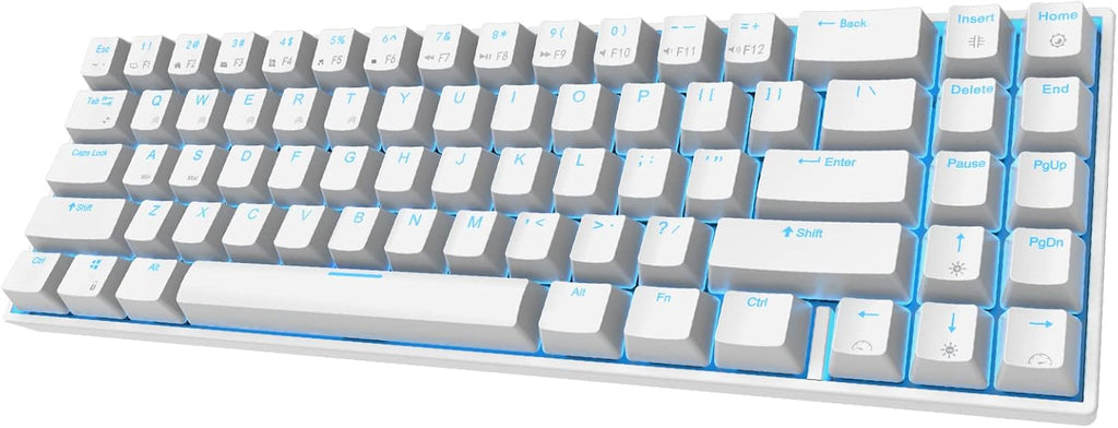 Wireless Mechanical Keyboard 71 Keys Bluetooth USB Wired Compact White-Red Switch T197