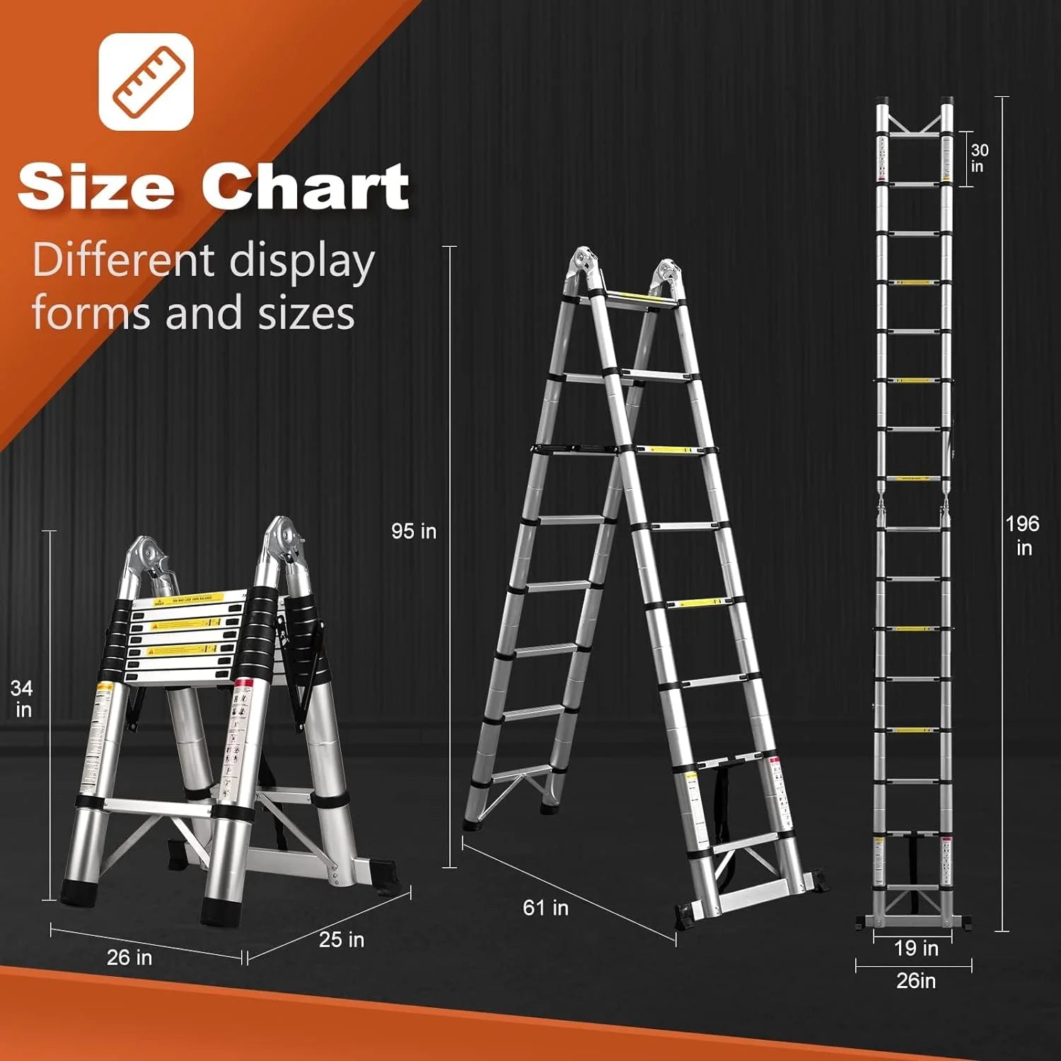 Telescoping Aluminum Extension Ladder, 16.5 Ft, 330 lb S57493