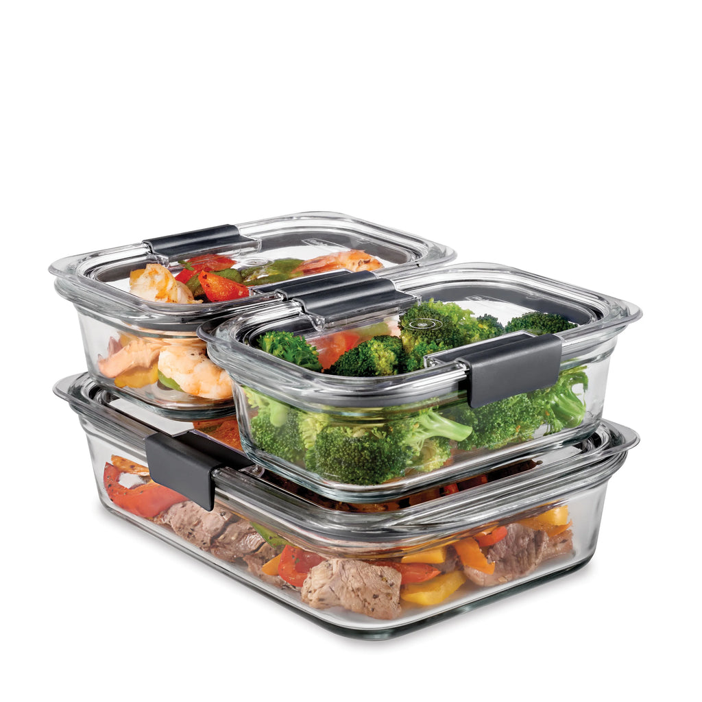 Set of 3 Glass Food Storage Containers with Latching Lids W305787