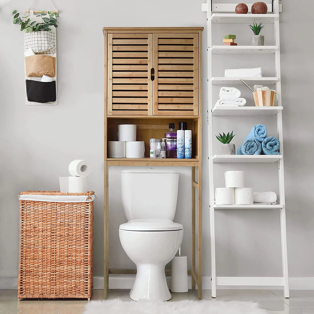 Bamboo Over-The-Toilet Storage Cabinet, Natural, 67''H x 24''W x 9''D I270612