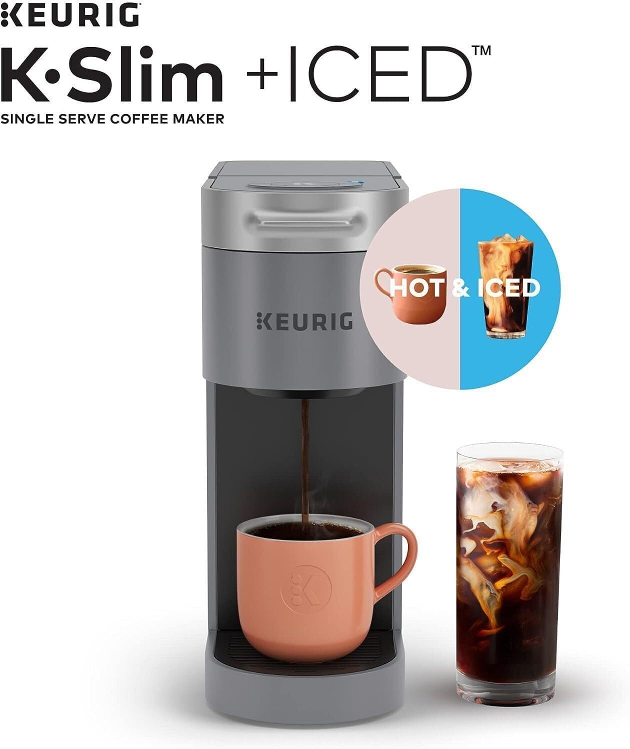 Gray Single Serve Coffee Maker with 3 Brew Sizes K84732