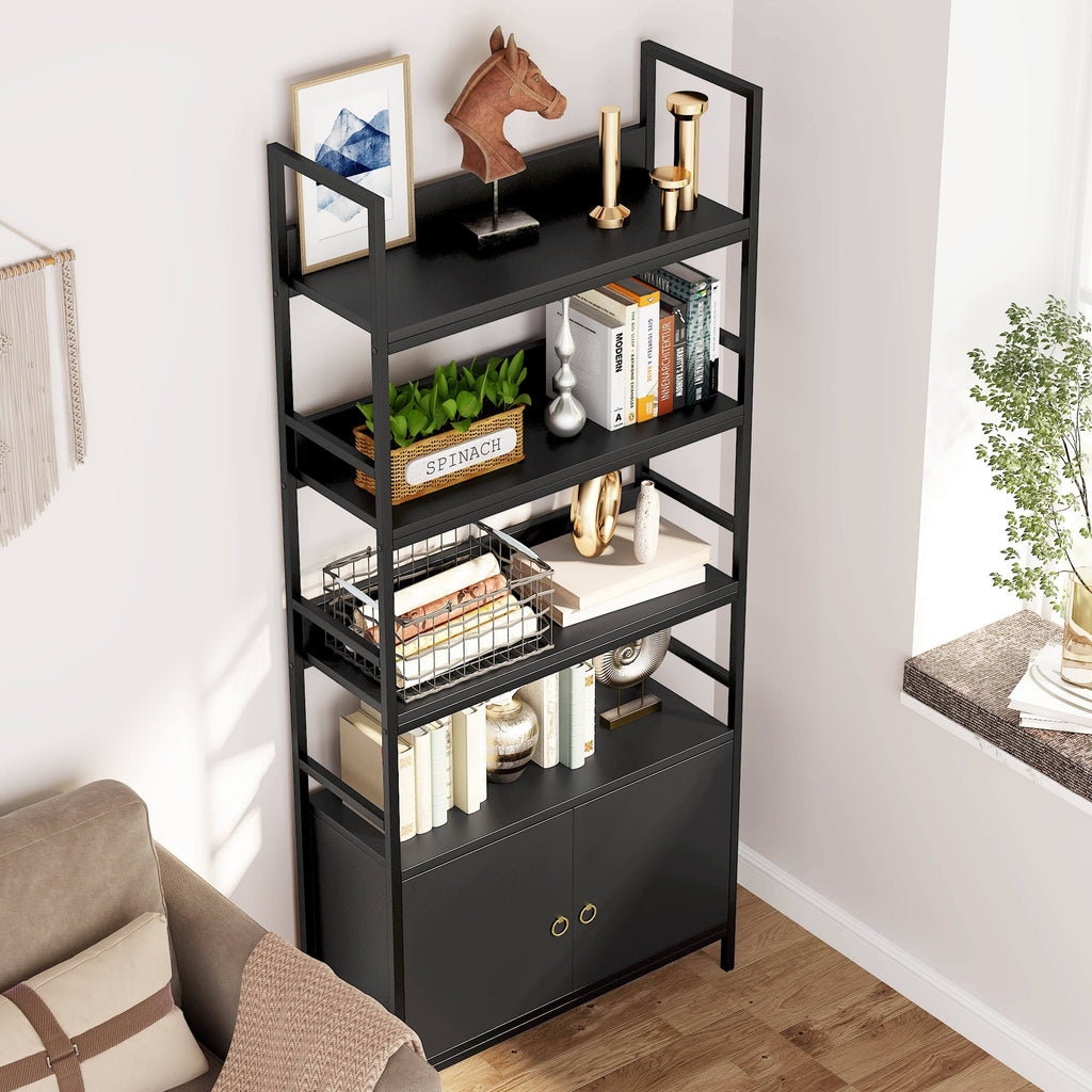 White Bookcase with Storage Cabinet O428945
