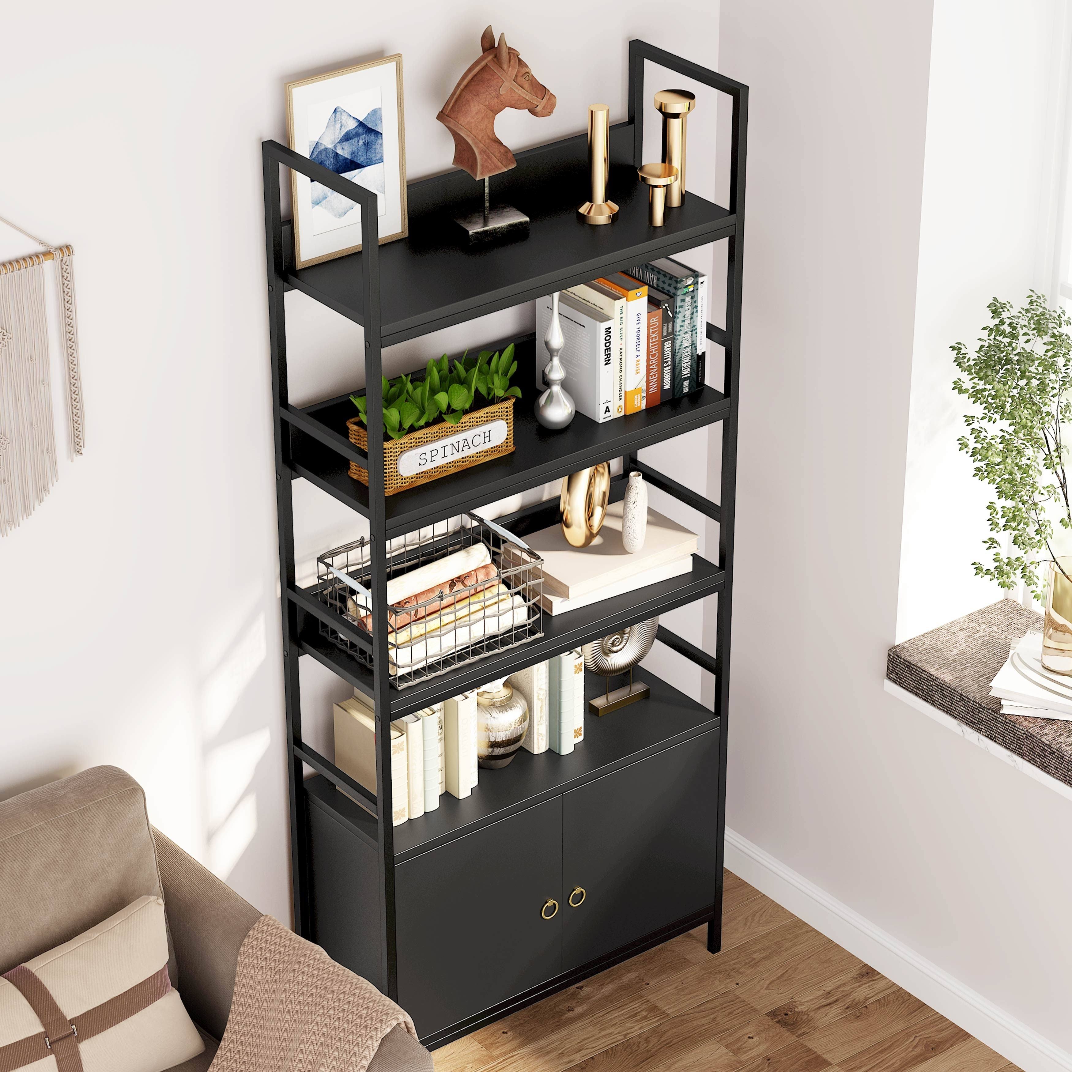 White Bookcase with Storage Cabinet O428945