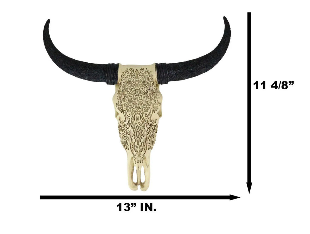 Tooled Bison Bull Cow Skull Wall Decor Plaque T377