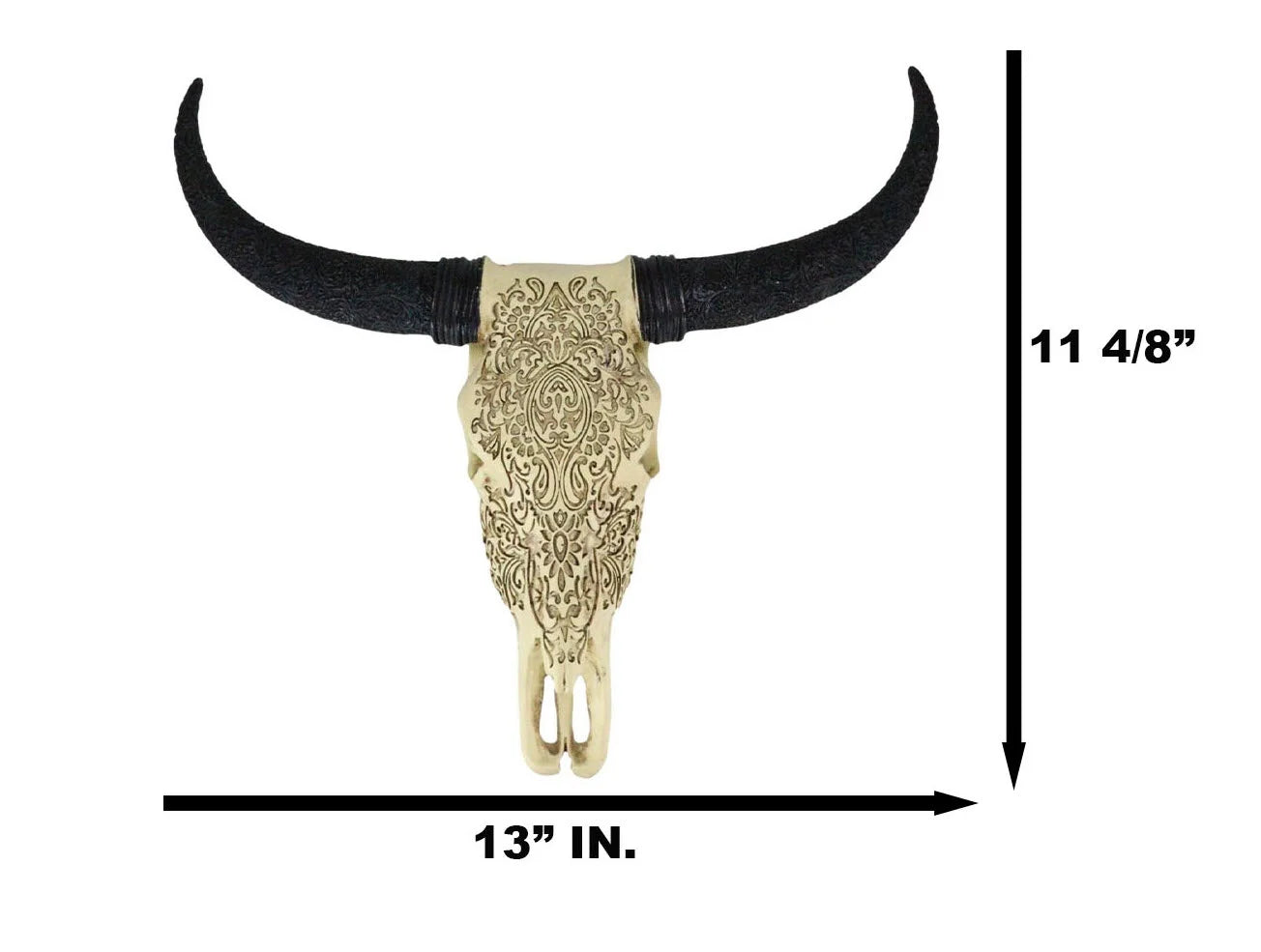 Tooled Bison Bull Cow Skull Wall Decor Plaque T377