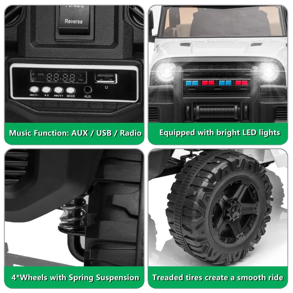12V Battery Electric Remote Control Ride On Truck Toy Car White E485178