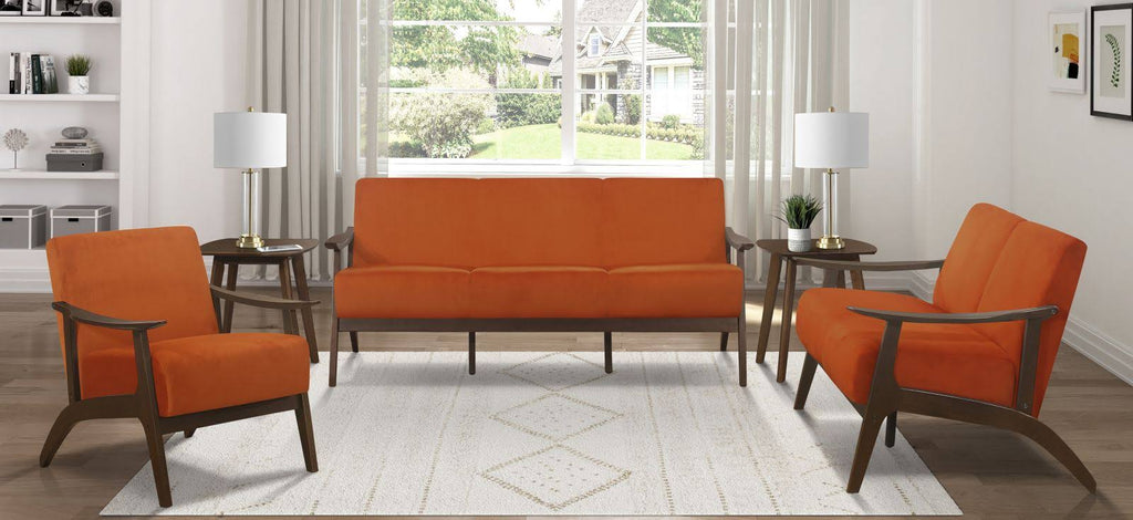 Orange Velvet Loveseat W94438