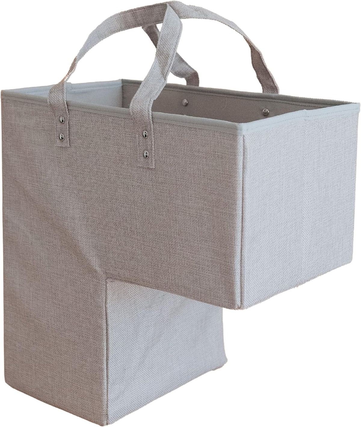 Beige Staircase Baskets with Leather Handles, Pack of 2 Z4718