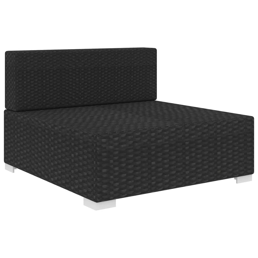 Black Poly Rattan Sectional Middle Seat with Cushions M2241