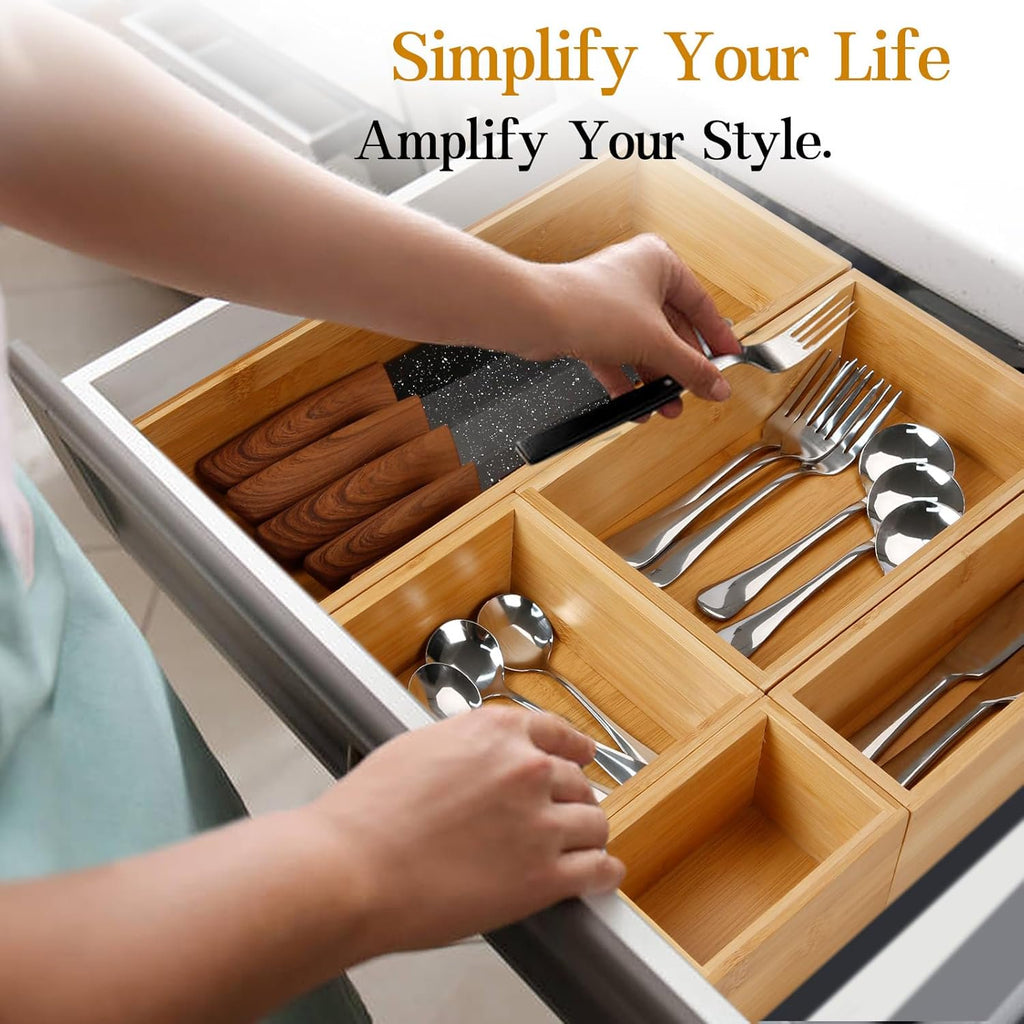 Bamboo 5 Pack Utensil Organizer Box Z4073