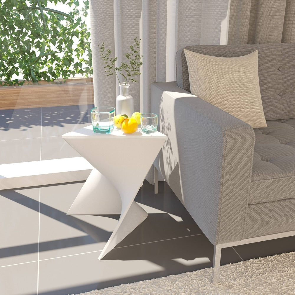 White Triangular Side Table F55462