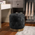 Black Velvet Tufted Button Footrest Stool M8852