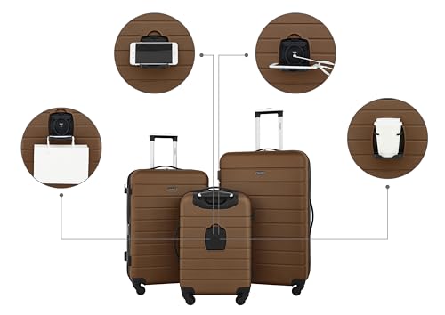 Black 20-Inch Carry-On Luggage Set with Cup Holder and USB Port I26948
