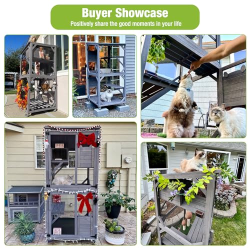 Large Wooden Cat Enclosure on Wheels with Resting Box S178071