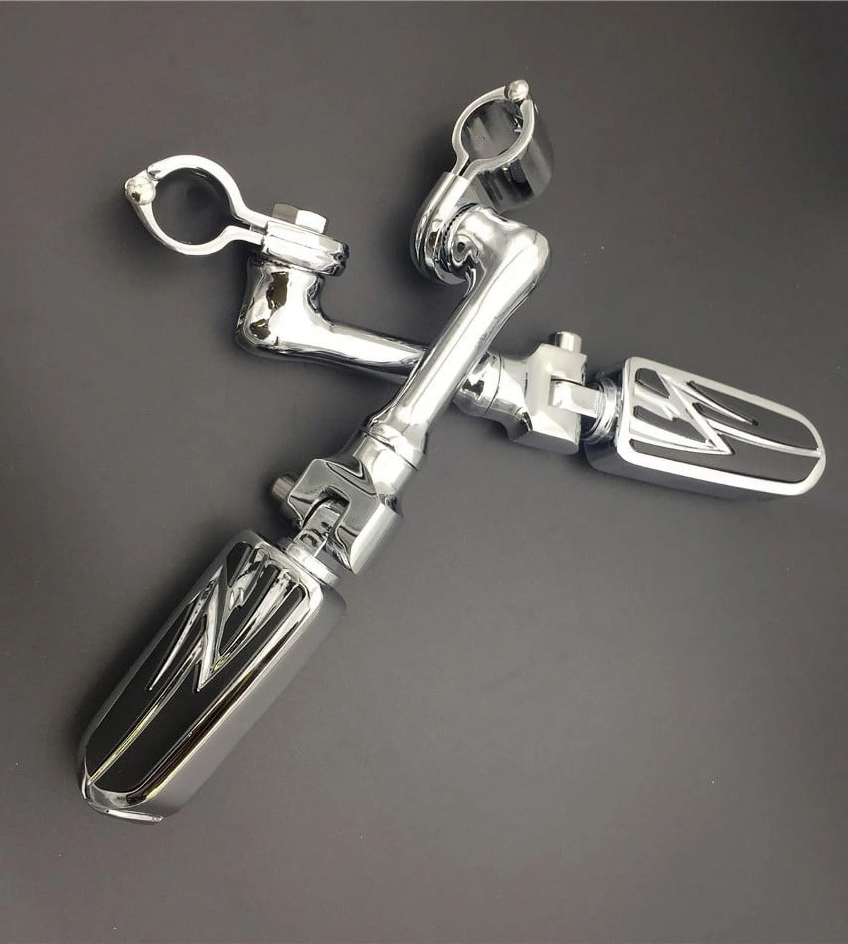 Chrome Angled Mounting Kit Foot Peg for Bike with 1.25" Front Engine Guard Frame Tube S499