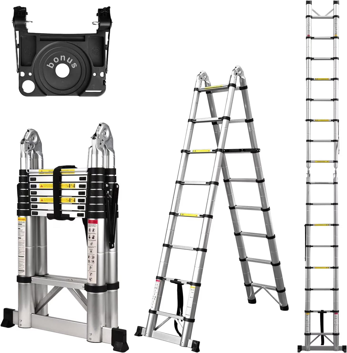 Telescoping Aluminum Extension Ladder, 16.5 Ft, 330 lb S57493