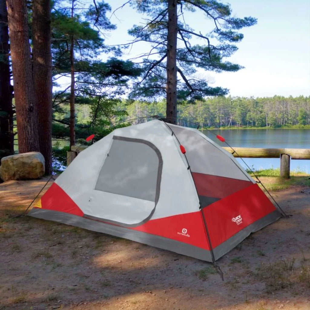 Red & White 3 Season Dome Tent with Carry Bag S737319
