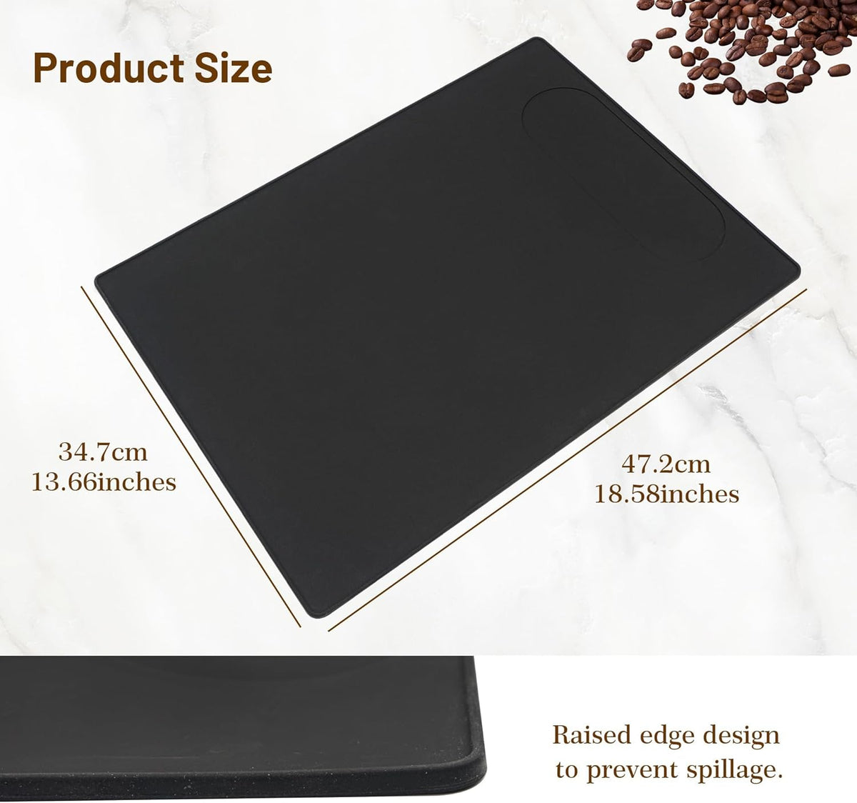 Black Silicone Rubber Mat, 18.9” x 13.8” C5507