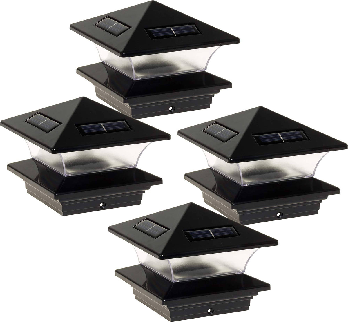 4 Pack Black Solar LED Post Cap Light for 4 x 4 Wood Posts A541255