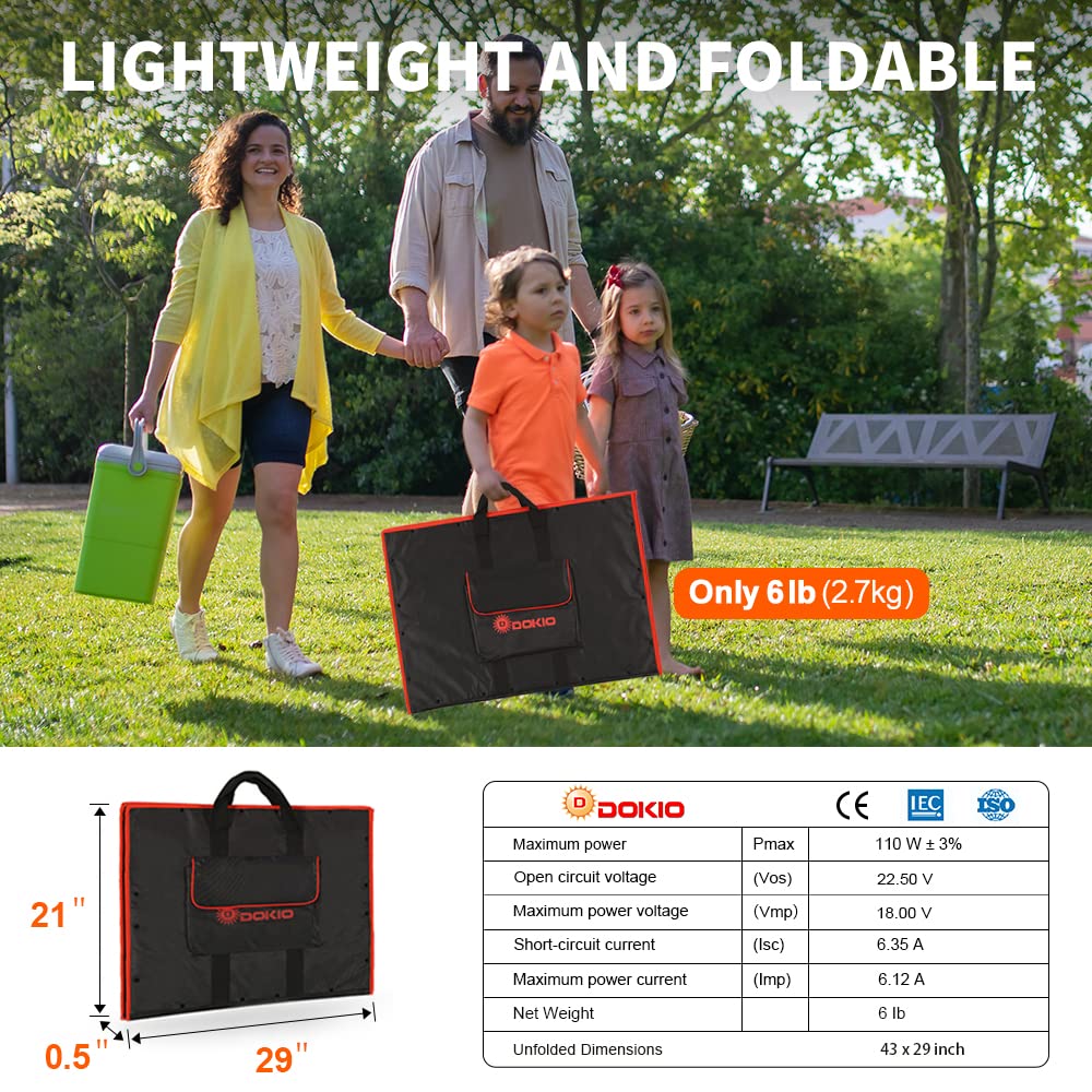 110w 18v Portable Foldable Solar Panel Kit with Controller 2 Usb Output T144378