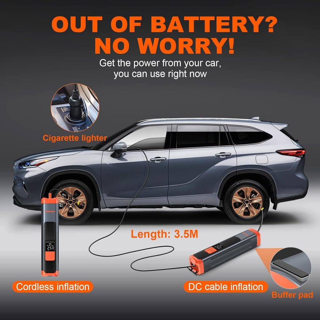 6000mAh 150PSI Tire Inflator Portable Air Compressor with LCD, Pack of 2 X9076