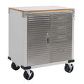 Heavy Duty Rolling Cabinet Workbench with Solid Wood Top, 34.5" H, 2-Door, Granite A41158