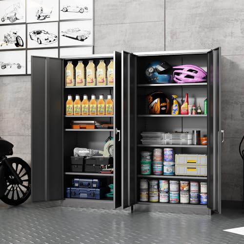 72" Locking Metal Storage Cabinet with 2 Doors and 4 Adjustable Shelves M16224