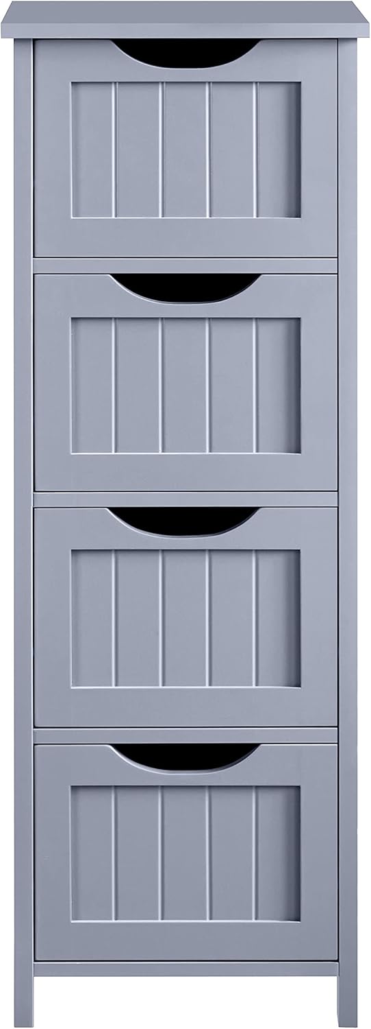 White 4 Drawer Wooden Bathroom Floor Cabinet R94706