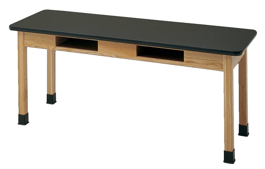Science Table with Book Compartments, Epoxy Resin Top V396766