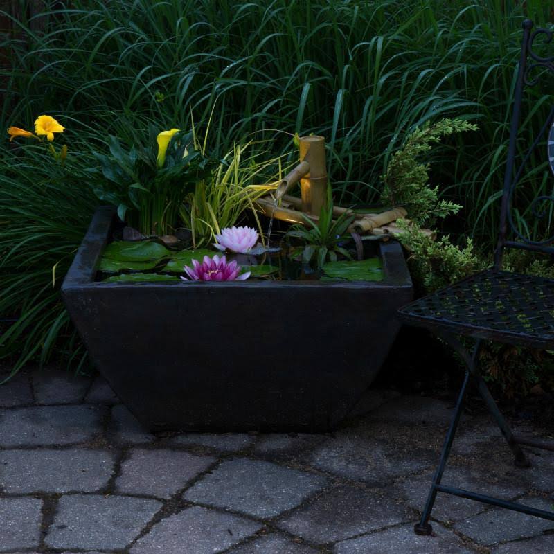 Textured Gray Slate Aquatic Patio Pond E77524
