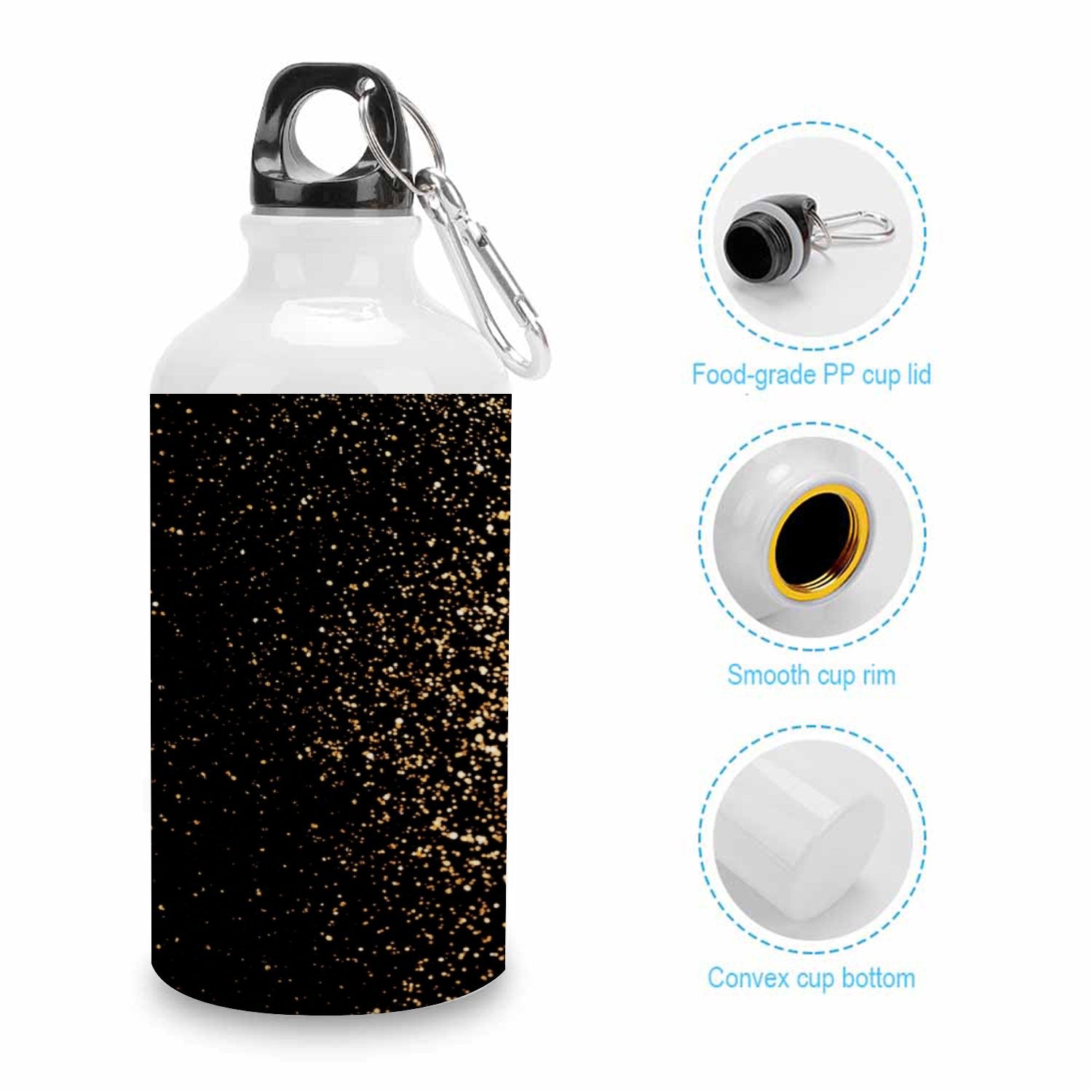 Golden Glitter Lights Sport Aluminum Water Bottle with Twist Cap Z700