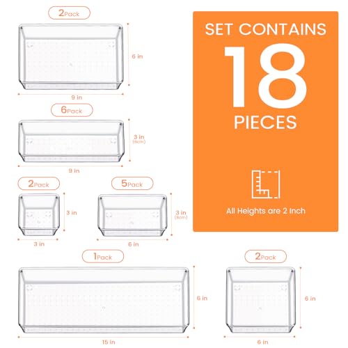 10 Pack Clear Plastic Drawer Organizer Set H514786
