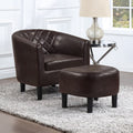 Espresso Faux Leather Accent Chair with Ottoman U9515