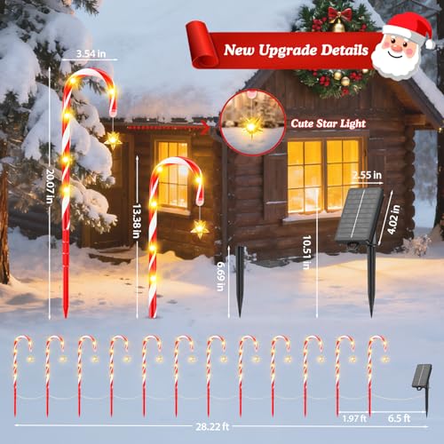 24-Pack Solar Christmas Candy Cane Lights, 144 LED J56083