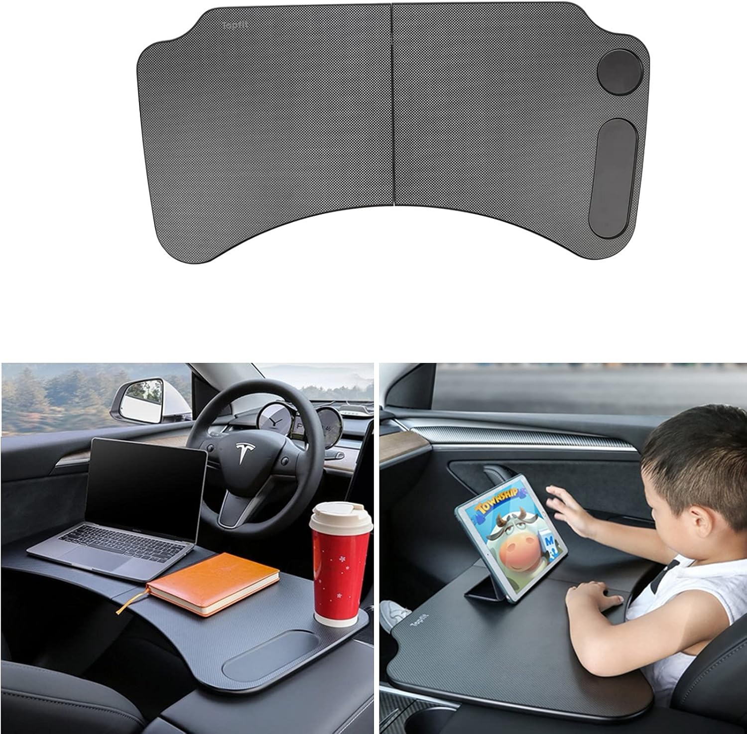 Foldable Laptop Working Desk Eating Table Tray (Carbon Fiber Texture) F9756