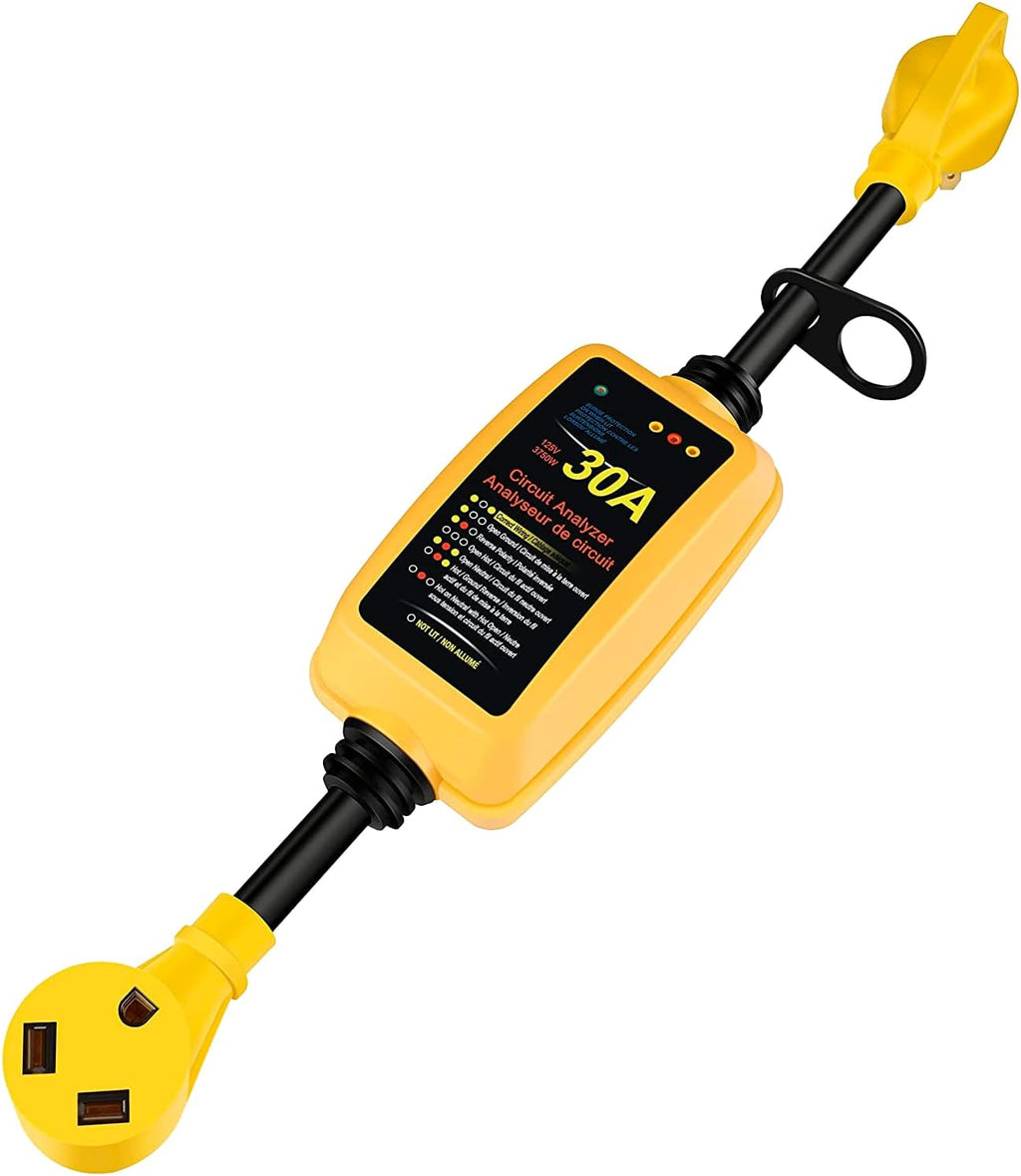 30 Amp Surge Protector with Waterproof Cover Circuit Analyzer Power Guard Pack of 2 Q393168