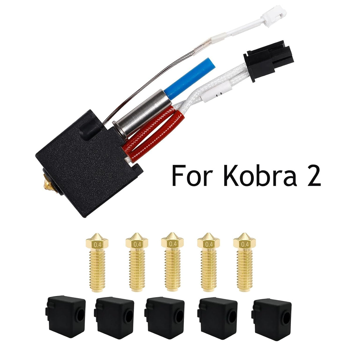 5PCS 0.4mm Brass Nozzles and 5PCS Silicone Socks for 3D Printer R83535