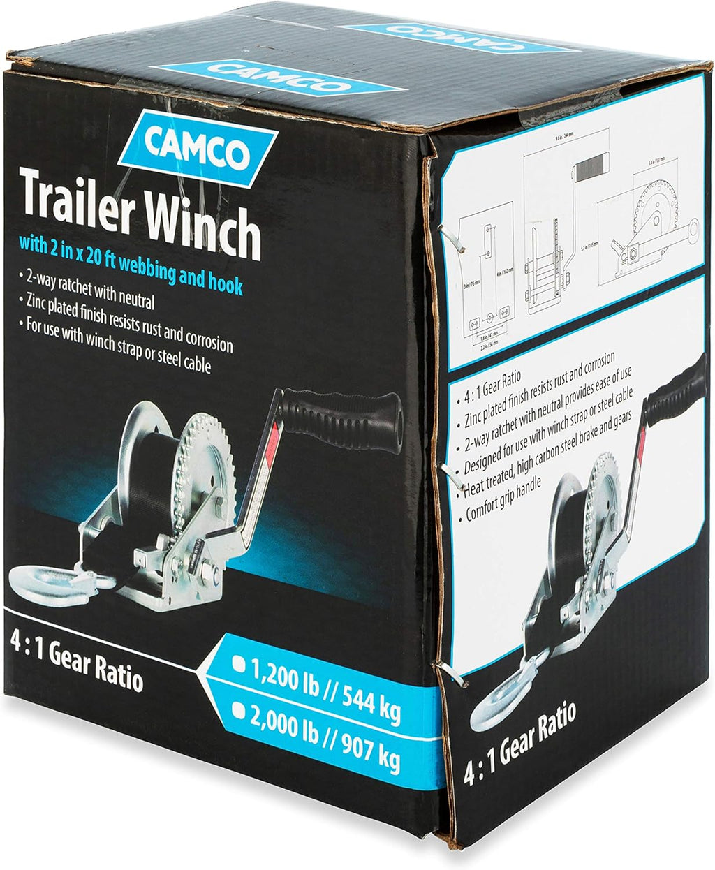 2000 lb Winch with 20’ Strap P70671