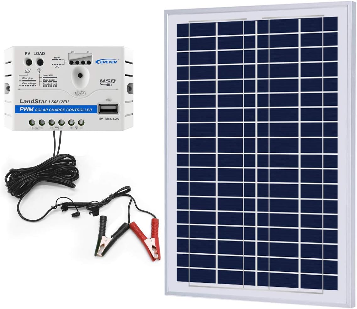 12V 25W 5A Polycrystalline Solar Panel & Charge Controller with USB 5V Output K1543