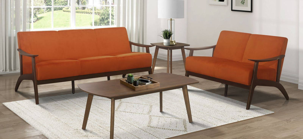 Orange Velvet Loveseat W94438
